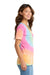Port & Company LPC147V Womens Tie-Dye Short Sleeve V-Neck T-Shirt Pastel Rainbow Model Side