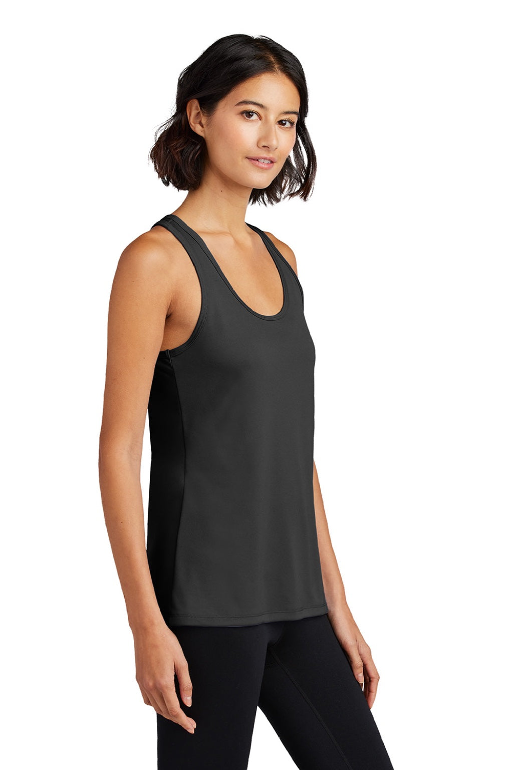 Port & Company LPC380TT Womens DryZone Moisture Wicking Performance Tank Top Jet Black Model Side