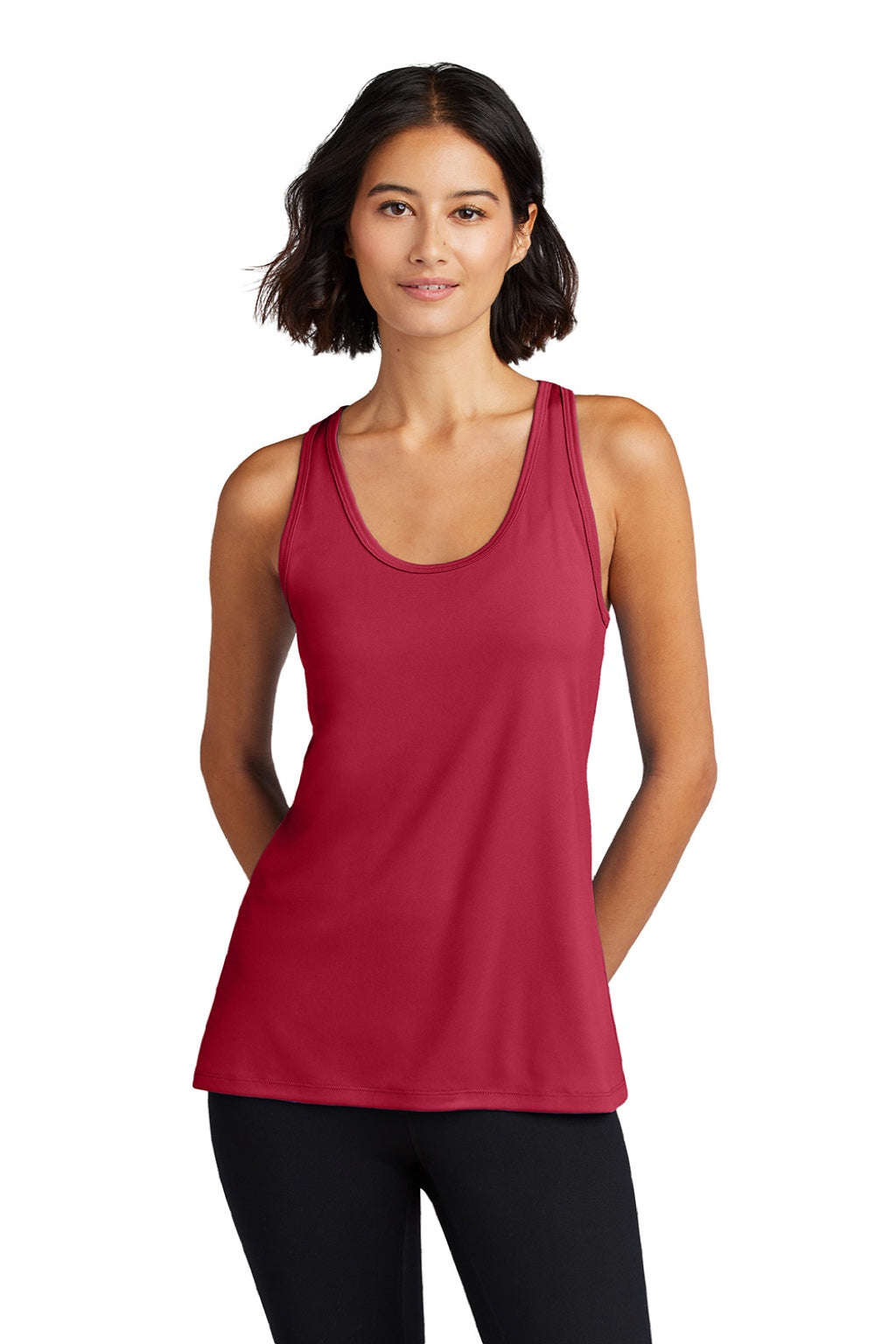 Port & Company LPC380TT Womens DryZone Moisture Wicking Performance Tank Top Red Model Front