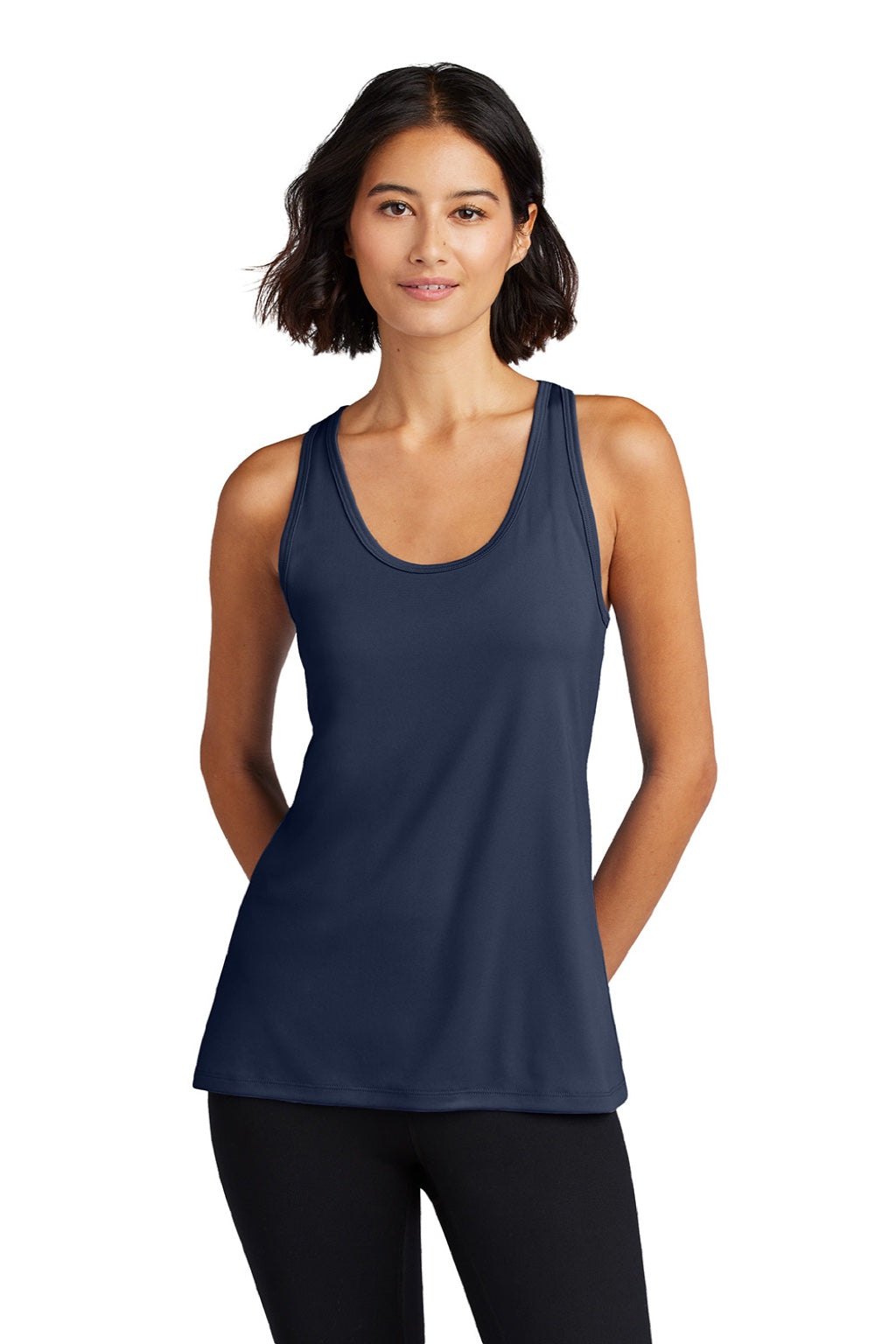 Port & Company LPC380TT Womens DryZone Moisture Wicking Performance Tank Top True Navy Blue Model Front