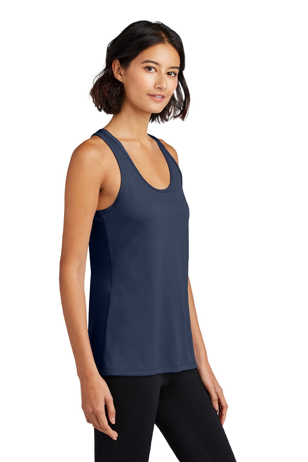 Port & Company LPC380TT Womens DryZone Moisture Wicking Performance Tank Top True Navy Blue Model Side