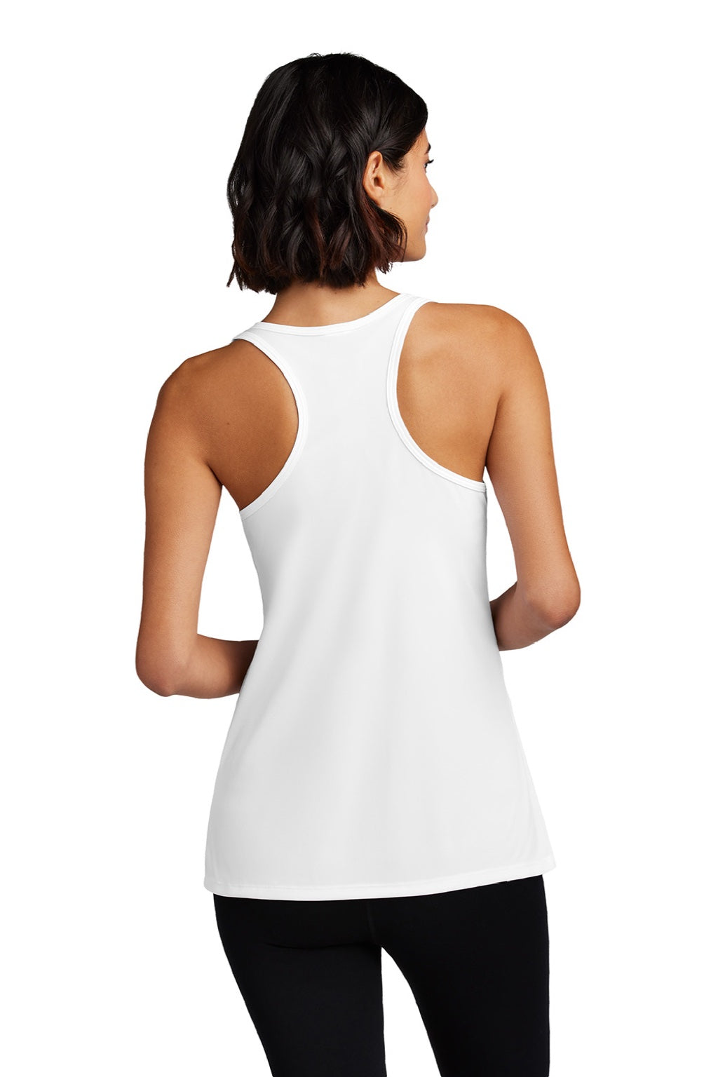 Port & Company LPC380TT Womens DryZone Moisture Wicking Performance Tank Top White Model Back