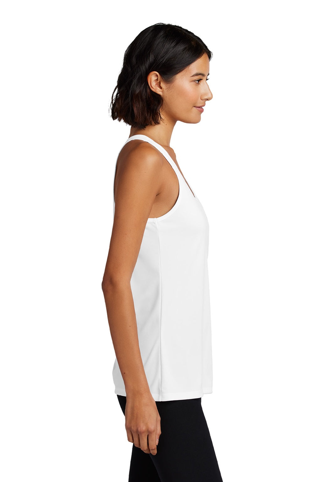 Port & Company LPC380TT Womens DryZone Moisture Wicking Performance Tank Top White Model Side