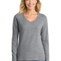 Port & Company Womens Fan Favorite Long Sleeve V-Neck T-Shirt - Heather Grey