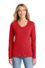 Port & Company LPC450VLS Womens Fan Favorite Long Sleeve V-Neck T-Shirt Bright Red Model Front