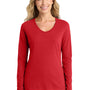 Port & Company Womens Fan Favorite Long Sleeve V-Neck T-Shirt - Bright Red
