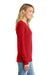 Port & Company LPC450VLS Womens Fan Favorite Long Sleeve V-Neck T-Shirt Bright Red Model Side