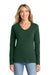 Port & Company LPC450VLS Womens Fan Favorite Long Sleeve V-Neck T-Shirt Forest Green Model Front