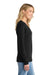 Port & Company LPC450VLS Womens Fan Favorite Long Sleeve V-Neck T-Shirt Jet Black Model Side