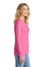 Port & Company LPC450VLS Womens Fan Favorite Long Sleeve V-Neck T-Shirt New Pink Model Side