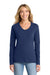 Port & Company LPC450VLS Womens Fan Favorite Long Sleeve V-Neck T-Shirt Team Navy Blue Model Front