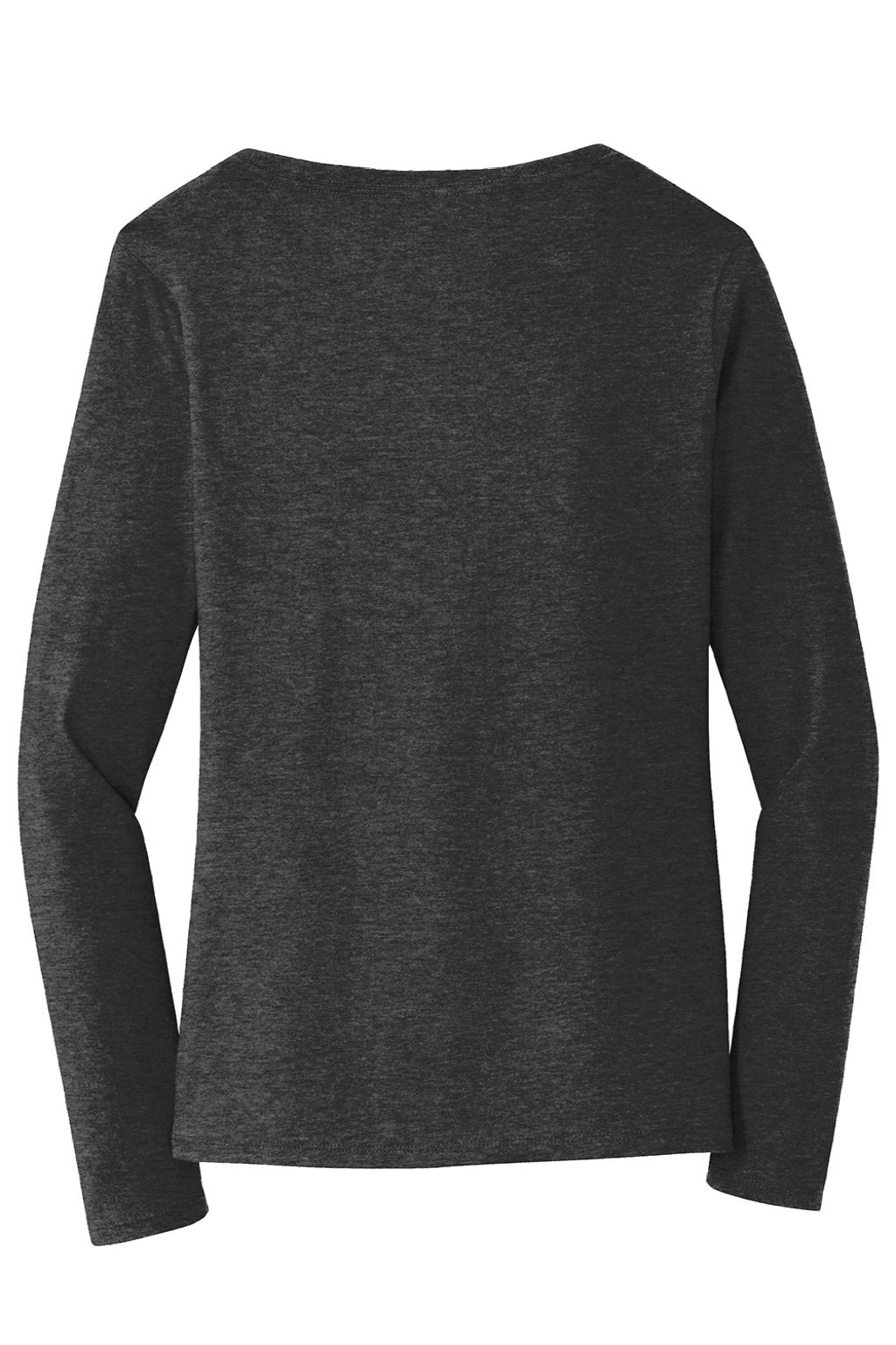 Port & Company LPC450VLS Womens Fan Favorite Long Sleeve V-Neck T-Shirt Heather Dark Grey Flat Back