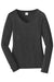Port & Company LPC450VLS Womens Fan Favorite Long Sleeve V-Neck T-Shirt Heather Dark Grey Flat Front