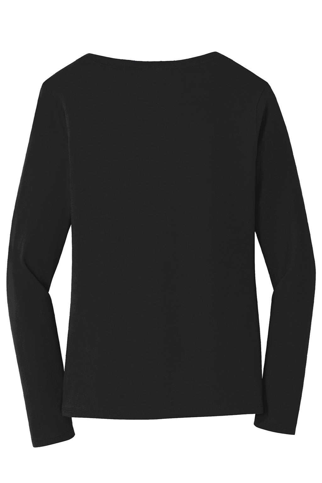 Port & Company LPC450VLS Womens Fan Favorite Long Sleeve V-Neck T-Shirt Jet Black Flat Back