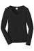 Port & Company LPC450VLS Womens Fan Favorite Long Sleeve V-Neck T-Shirt Jet Black Flat Front