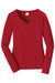 Port & Company LPC450VLS Womens Fan Favorite Long Sleeve V-Neck T-Shirt Team Cardinal Red Flat Front