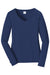 Port & Company LPC450VLS Womens Fan Favorite Long Sleeve V-Neck T-Shirt Team Navy Blue Flat Front