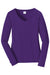 Port & Company LPC450VLS Womens Fan Favorite Long Sleeve V-Neck T-Shirt Team Purple Flat Front