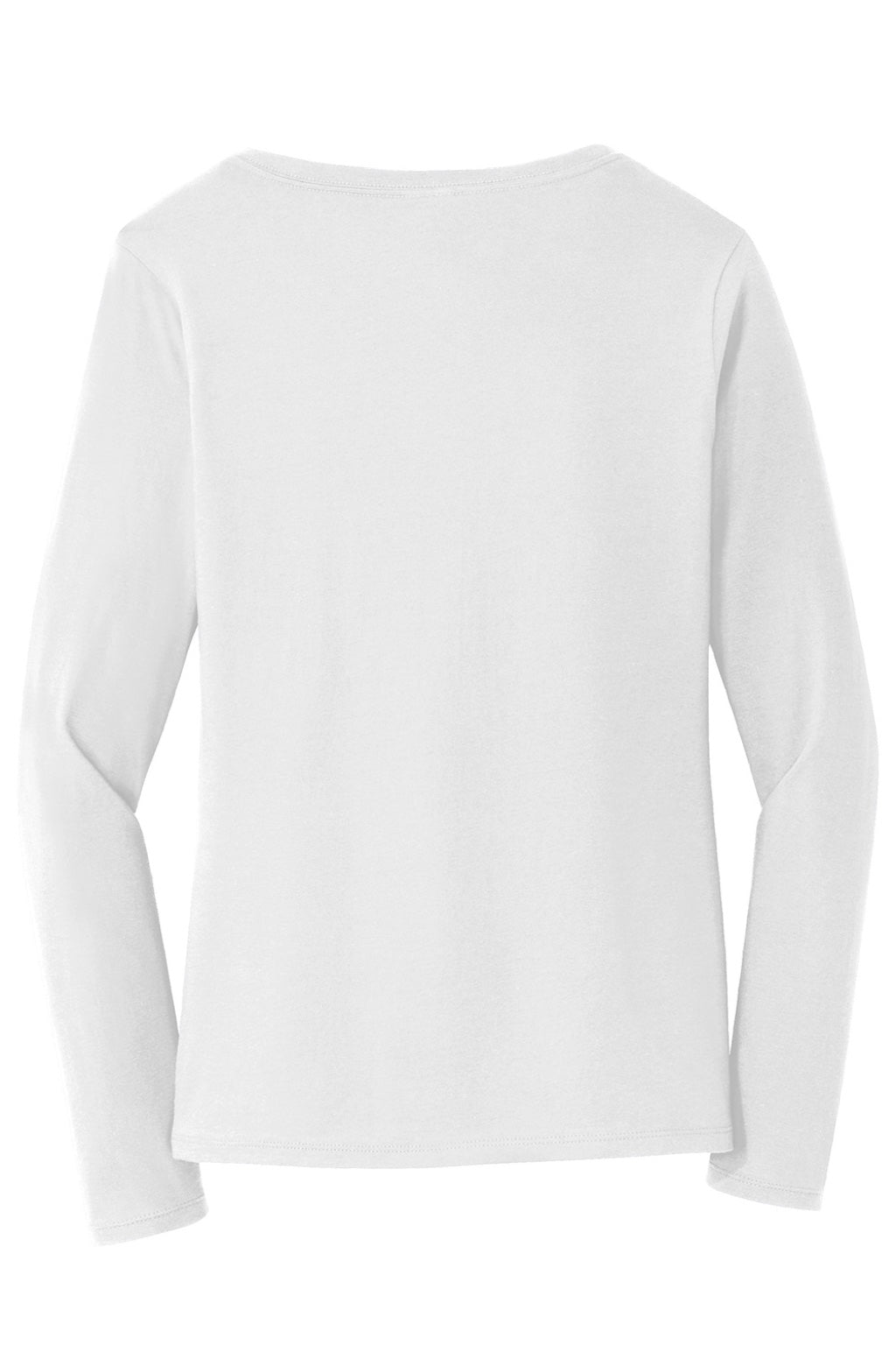 Port & Company LPC450VLS Womens Fan Favorite Long Sleeve V-Neck T-Shirt White Flat Back