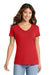 Port & Company LPC450V Womens Fan Favorite Short Sleeve V-Neck T-Shirt Bright Red Model Front