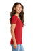Port & Company LPC450V Womens Fan Favorite Short Sleeve V-Neck T-Shirt Bright Red Model Side