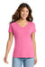 Port & Company LPC450V Womens Fan Favorite Short Sleeve V-Neck T-Shirt New Pink Model Front