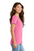 Port & Company LPC450V Womens Fan Favorite Short Sleeve V-Neck T-Shirt New Pink Model Side