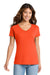 Port & Company LPC450V Womens Fan Favorite Short Sleeve V-Neck T-Shirt Orange Model Front