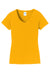 Port & Company LPC450V Womens Fan Favorite Short Sleeve V-Neck T-Shirt Bright Gold Flat Front