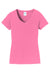 Port & Company LPC450V Womens Fan Favorite Short Sleeve V-Neck T-Shirt New Pink Flat Front
