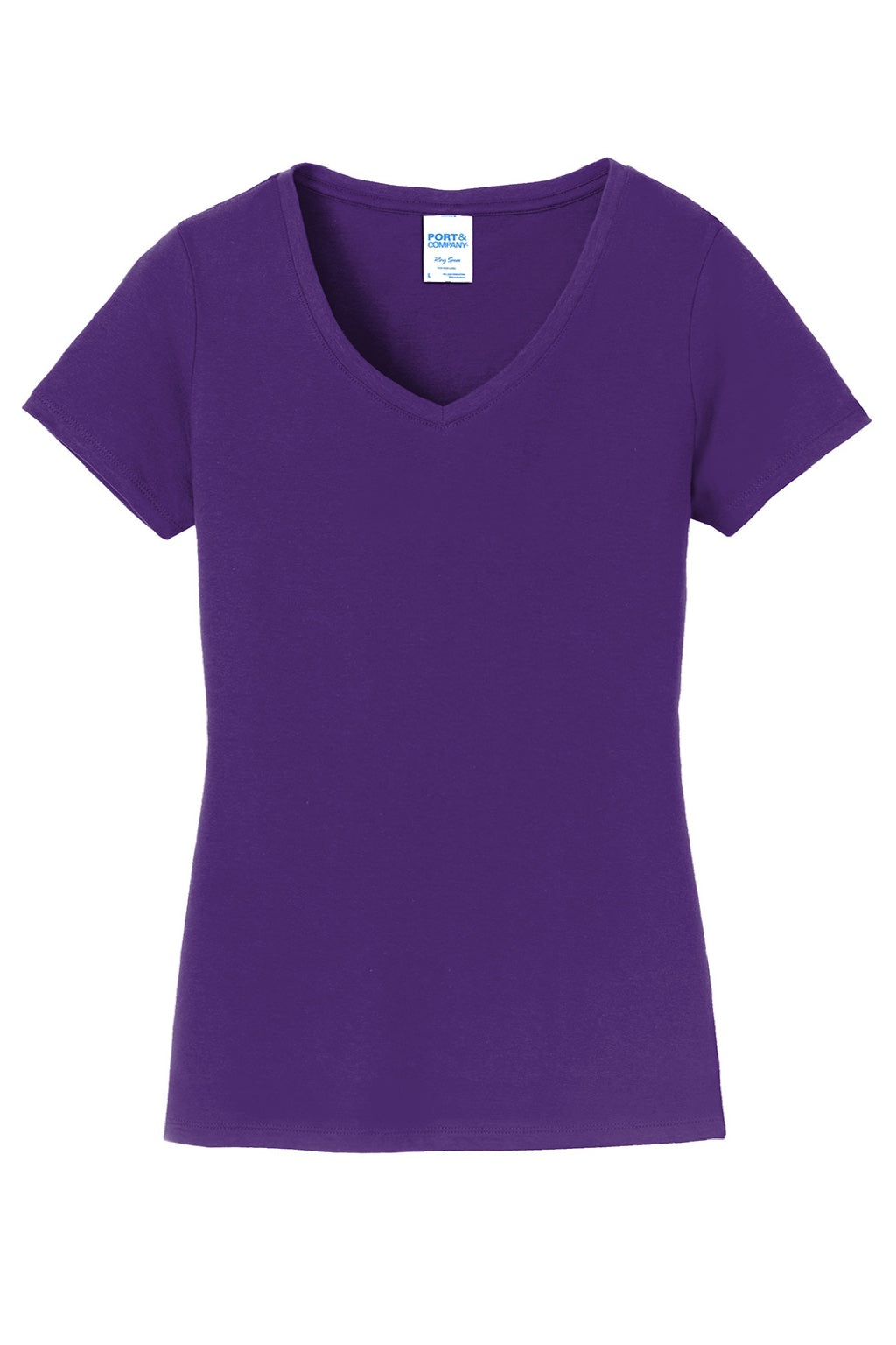 Port & Company LPC450V Womens Fan Favorite Short Sleeve V-Neck T-Shirt Team Purple Flat Front