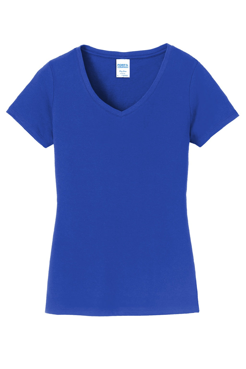 Port & Company LPC450V Womens Fan Favorite Short Sleeve V-Neck T-Shirt True Royal Blue Flat Front