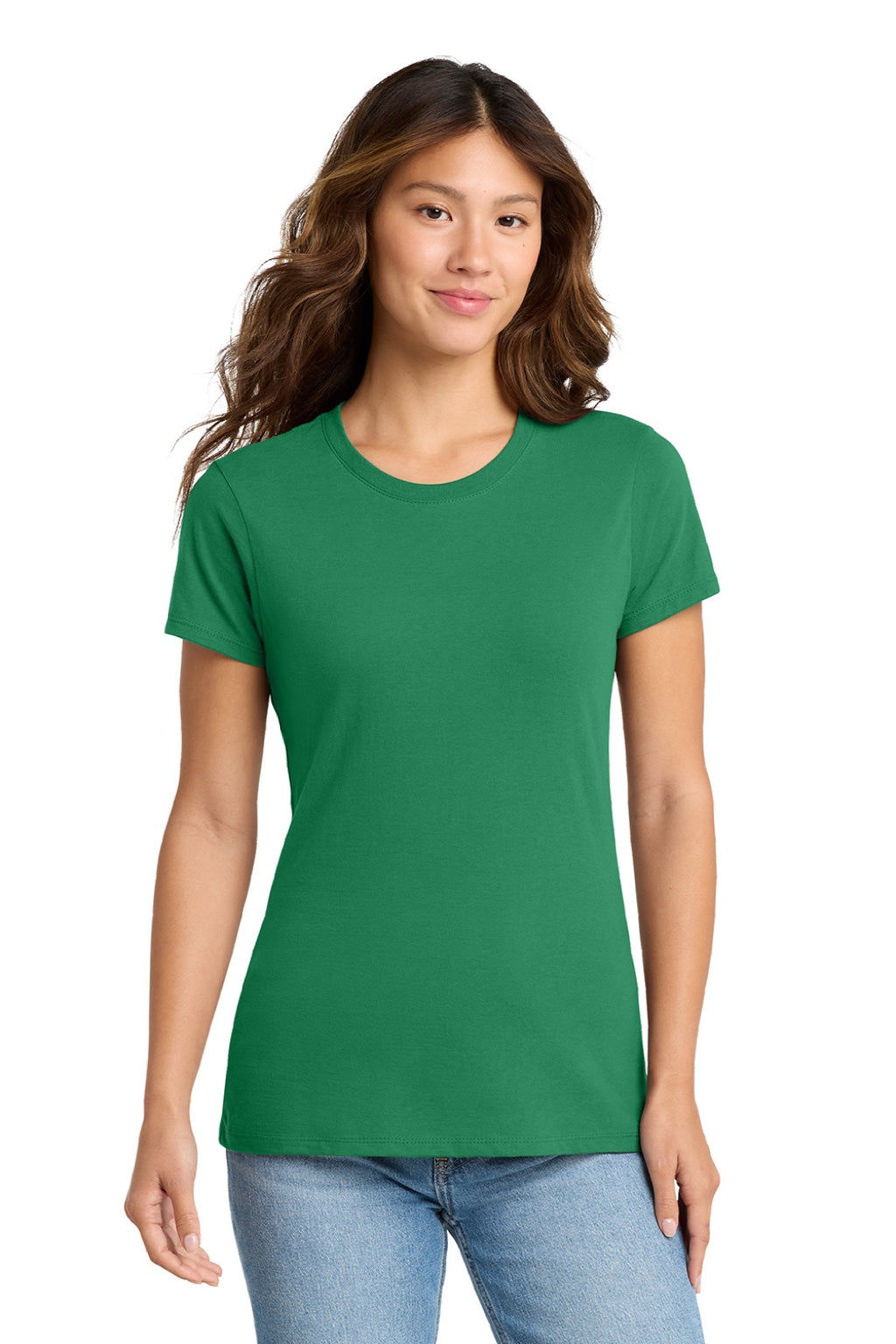 Port & Company LPC450 Womens Fan Favorite Short Sleeve Crewneck T-Shirt Athletic Kelly Green Model Front