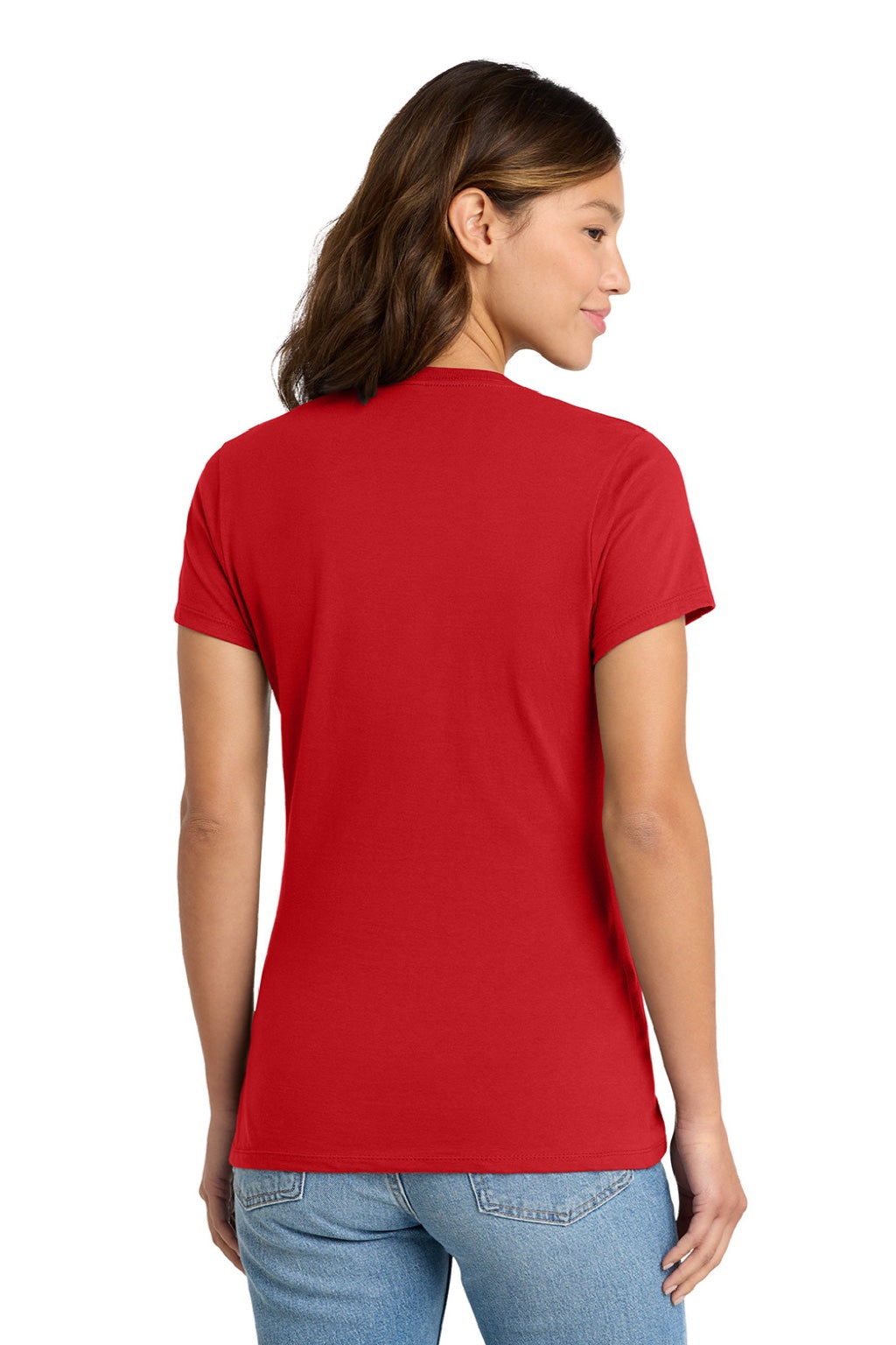 Port & Company LPC450 Womens Fan Favorite Short Sleeve Crewneck T-Shirt Bright Red Model Back