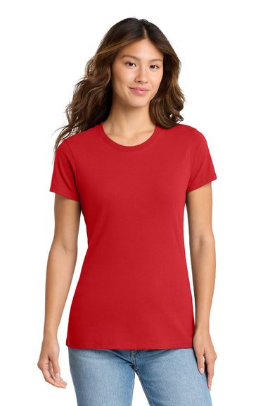 Port & Company LPC450 Womens Fan Favorite Short Sleeve Crewneck T-Shirt Bright Red Model Front