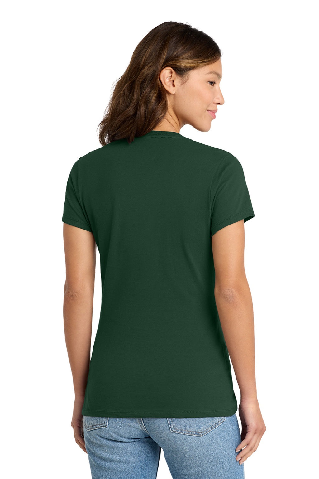 Port & Company LPC450 Womens Fan Favorite Short Sleeve Crewneck T-Shirt Forest Green Model Back