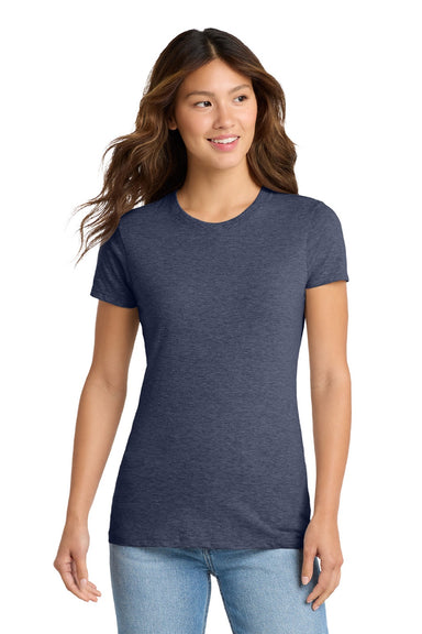 Port & Company LPC450 Womens Fan Favorite Short Sleeve Crewneck T-Shirt Heather Navy Blue Model Front