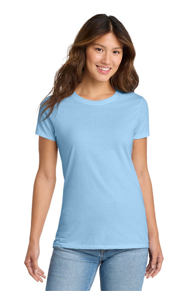 Port & Company LPC450 Womens Fan Favorite Short Sleeve Crewneck T-Shirt Light Blue Model Front