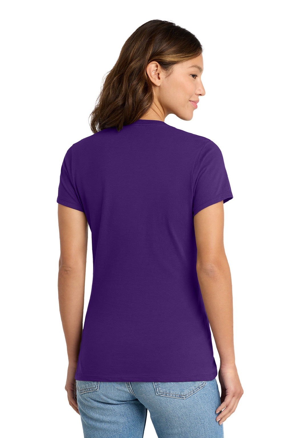 Port & Company LPC450 Womens Fan Favorite Short Sleeve Crewneck T-Shirt Team Purple Model Back