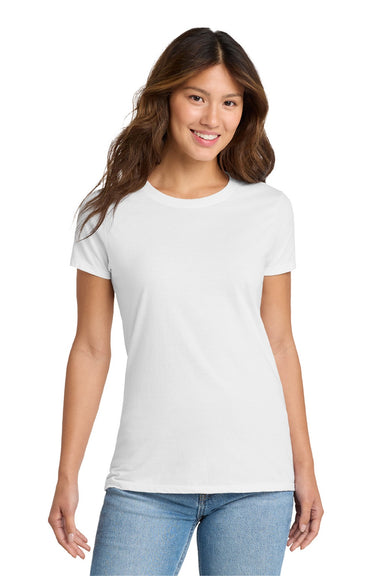 Port & Company LPC450 Womens Fan Favorite Short Sleeve Crewneck T-Shirt White Model Front
