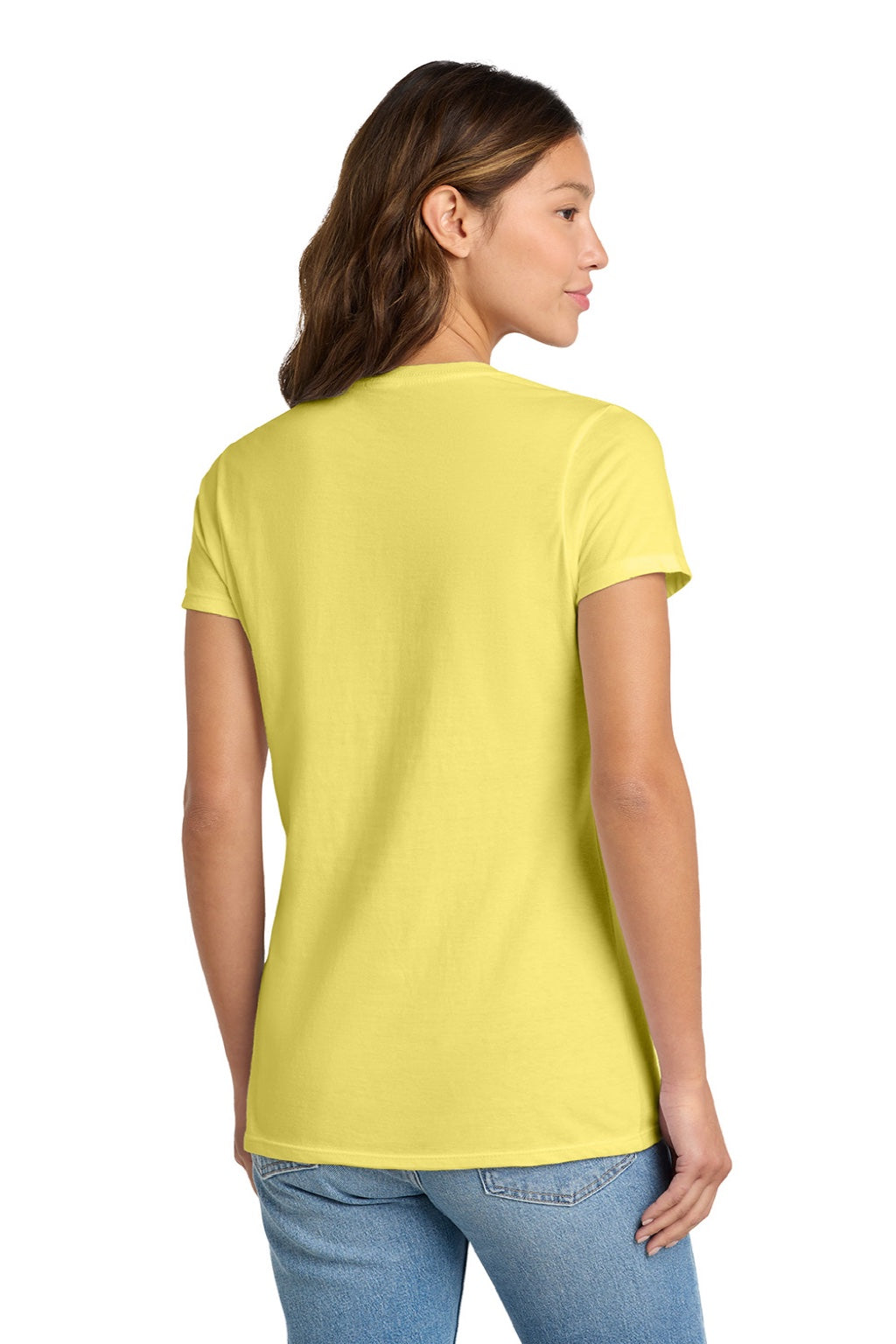 Port & Company LPC450 Womens Fan Favorite Short Sleeve Crewneck T-Shirt Yellow Model Back