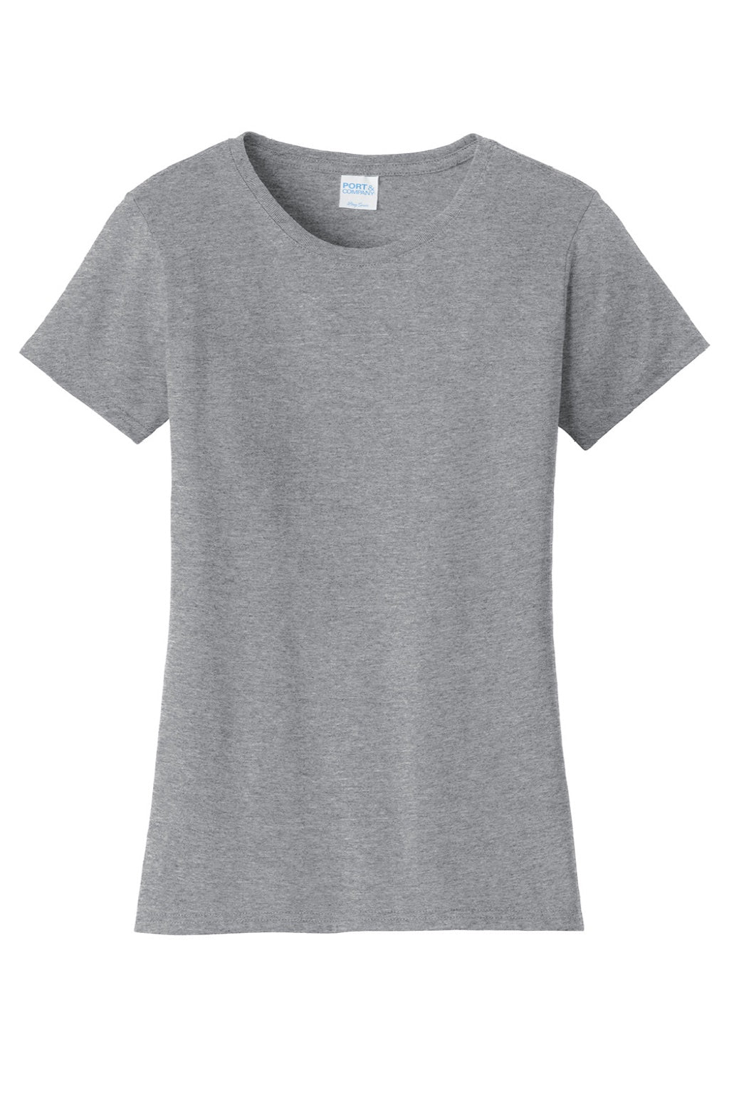 Port & Company LPC450 Womens Fan Favorite Short Sleeve Crewneck T-Shirt Heather Grey Flat Front