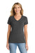 Port & Company LPC455V Womens Fan Favorite Short Sleeve V-Neck T-Shirt Heather Black Model Front