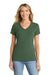 Port & Company LPC455V Womens Fan Favorite Short Sleeve V-Neck T-Shirt Heather Forest Green Model Front