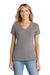 Port & Company LPC455V Womens Fan Favorite Short Sleeve V-Neck T-Shirt Heather Graphite Grey Model Front