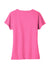 Port & Company LPC455V Womens Fan Favorite Short Sleeve V-Neck T-Shirt Heather Neon Pink Flat Back