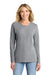 Port & Company LPC54LS Womens Core Long Sleeve Crewneck T-Shirt Heather Grey Model Front