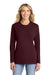 Port & Company LPC54LS Womens Core Long Sleeve Crewneck T-Shirt Athletic Maroon Model Front