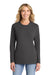 Port & Company LPC54LS Womens Core Long Sleeve Crewneck T-Shirt Charcoal Grey Model Front