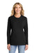 Port & Company LPC54LS Womens Core Long Sleeve Crewneck T-Shirt Jet Black Model Front
